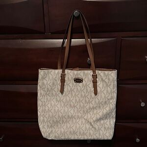 Michael Kors Cream and Brown Logo Tote